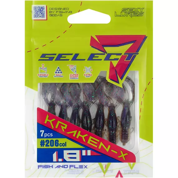 Силікон Select Kraken-X SE 1.8" #206 (7шт/уп), Длина силикона: 1.8" (4.57 см), Расцветка силикона: 206, фото , изображение 2